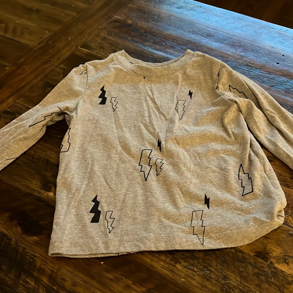 18M Grey Long Sleeve T-shirt with lightening bolts